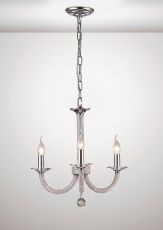 Elena 52cm Pendant 3 Light E14 Polished Chrome/Crystal