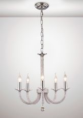 Elena 56cm Pendant 5 Light E14 Polished Chrome/Crystal