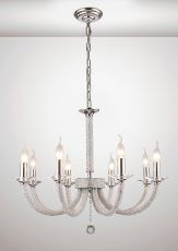 Elena 70cm Pendant 8 Light E14 Polished Chrome/Crystal