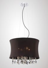 Niki Pendant 4 Light E14 With Black Shade Polished Chrome/Smoked Crystal