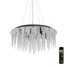 Tropez Flat Pendant 8 LightWith RGB LEDs And Remote Control Polished Chrome/Glass