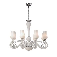 Perris Pendant 8 Light G9 Polished Chrome/Glass/White (Item is Not Suitable For Mail Order Sales, COLLECTION ONLY)