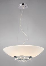 Amada 45cm Pendant 6 Light G9, Polished Chrome/Opal White Glass