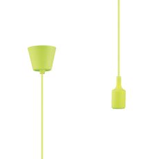 Dreifa 1.5m Single Pendant, 1 x E27, Green, 9cm Plastic Base and Silicon Lampholder Cover
