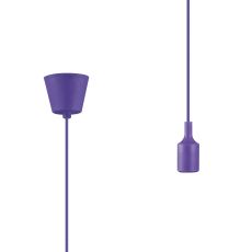 Dreifa 1.5m Single Pendant, 1 x E27, Purple, 9cm Plastic Base and Silicon Lampholder Cover