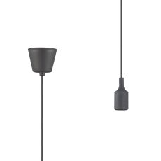 Dreifa 1.5m Single Pendant, 1 x E27, Black, 9cm Plastic Base and Silicon Lampholder Cover