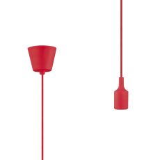 Dreifa 1.5m Single Pendant, 1 x E27, Red, 9cm Plastic Base and Silicon Lampholder Cover