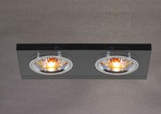 Crystal Dual Head Downlight Rectangle Rim Only Black, 2 x IL30800 REQUIRED TO COMPLETE THE ITEM, Cut Out: 144x62mm