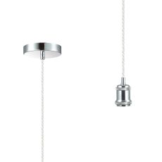 Dreifa 1.5m Single Pendant, 1 x E27, Polished Chrome/Clear Twisted Cable (Maximum Load 1.5kg)