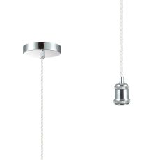 Dreifa 1.5m Suspension Kit 1 Light Polished Chrome/Clear Twisted Cable, E27 Max 20W, c/w Ceiling Bracket (Maximum Load 1.5kg)