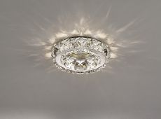 Galaxy 10cm GU10 Round Downlight 1 Light Polished Chrome/Crystal, Cut Out: 60mm