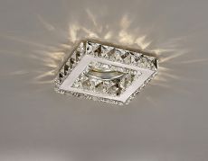 Galaxy GU10 Square Downlight 1 Light Polished Chrome/Crystal, Cut Out: 60mm