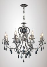Luna 77cm Crystal Ceiling 8 Light E14 Black Chrome/Crystal