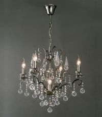 Pescara Pendant Round 5 Light E14 Black Chrome/Crystal