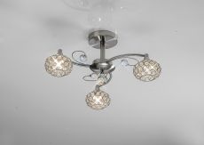 Cara Semi Flush 3 Light G9 Satin Nickel/Crystal