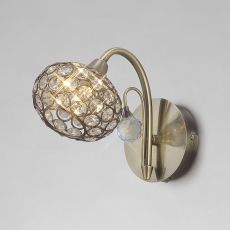 Cara Wall Lamp Switched 1 Light G9 Antique Brass/Crystal