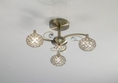 Cara Semi Flush 3 Light G9 Antique Brass/Crystal