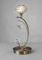 Cara Crystal Table Lamp 1 Light G9 Antique Brass
