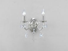 Kyra Wall Lamp Switched 2 Light E14 Satin Nickel/Crystal