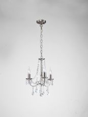 Kyra 38.5cm Pendant 3 Light E14 Satin Nickel/Crystal