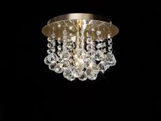Acton Flush Ceiling 1 Light E14, 250mm Round, Antique Brass/Sphere Crystal