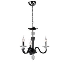 Nardini Pendant 3 Light E14 Polished Chrome/Black Faux Leather/Crystal