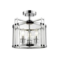 Eaton Semi Flush 3 Light E14 Polished Chrome/Glass