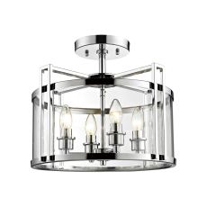 Eaton Semi Flush 4 Light E14 Polished Chrome/Glass