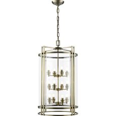 Eaton Pendant 12 Light E14 Antique Brass/Glass (Pallet Shipment Only, Additional Charges May Apply.) Item Weight: 17.6kg