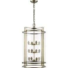 Eaton 53cm Pendant 12 Light E14 Antique Brass/Glass (Pallet Shipment Only, Additional Charges May Apply.) Item Weight: 17.6kg
