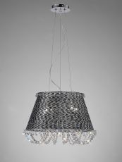 Lanzo Pendant 4 Light E14 Black Chrome/Crystal