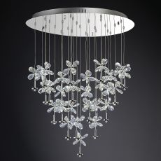 Aviva 68cm Pendant Round 28 Light 4000K LED Polished Chrome/Crystal