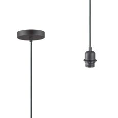 Dreifa 1.5m Suspension Kit 1 Light Black/Black Cable, E27 Max 20W, c/w Ceiling Bracket (Maximum Load 1.5kg)
