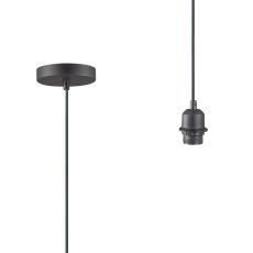 Dreifa 1.5m Single Pendant, 1 x E27, Black/Black Cable (Maximum Load 1.5kg)