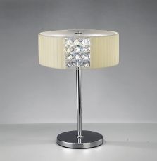 Evelyn Table Lamp Round With Cmozarella Shade 2 Light E27 Polished Chrome/Crystal