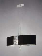 Evelyn Pendant Oval With Black Shade 4 Light E27 Polished Chrome/Crystal