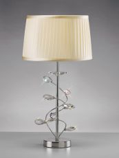 Willow Crystal Table Lamp With Cream Shade 1 Light E27 Polished Chrome
