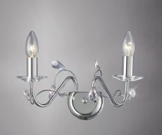 Willow Wall Lamp WITHOUT SHADE 2 Light E14 Polished Chrome/Crystal