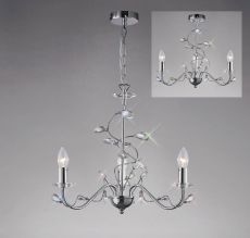 Willow 50cm Pendant WITHOUT SHADE 3 Light E14 Polished Chrome/Crystal