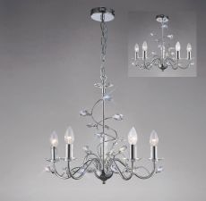 Willow Pendant WITHOUT SHADE 5 Light E14 Polished Chrome/Crystal