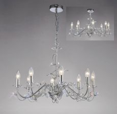Willow Pendant WITHOUT SHADE 8 Light E14 Polished Chrome/Crystal