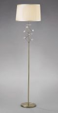 Willow Floor Lamp With Cmozarella Shade 1 Light E27 Antique Brass/Crystal