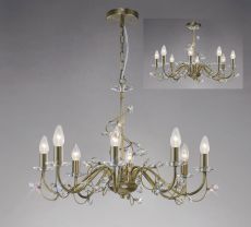 Willow Pendant WITHOUT SHADE 8 Light E14 Antique Brass/Crystal