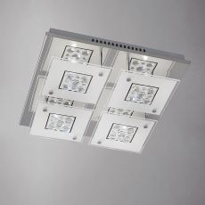 Cosmic Flush Ceiling Square 4 Light G9 Polished Chrome/Glass/Crystal