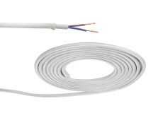 Cavo 1m White Braided 2 Core 0.75mm Cable VDE Approved (qty ordered will be supplied as one continuous length)