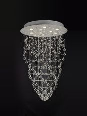 Colorado 65cm Pendant Cone 9 Light GU10 Polished Chrome/Crystal