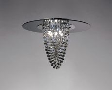 Oberon 45cm Flush Ceiling 5 Light G9 Polished Chrome/Smoked Mirror/Smoked Crystal