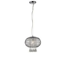 Chelsie 28cm Medium Pendant 1 Light E14 Polished Chrome/Clear Beaded Glass
