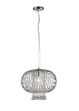 Chelsie 38cm Large Pendant 1 Light E27 Polished Chrome/Clear Beaded Glass
