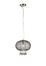 Chelsie 28cm Medium Pendant 1 Light E14 Antique Brass/Clear Beaded Glass